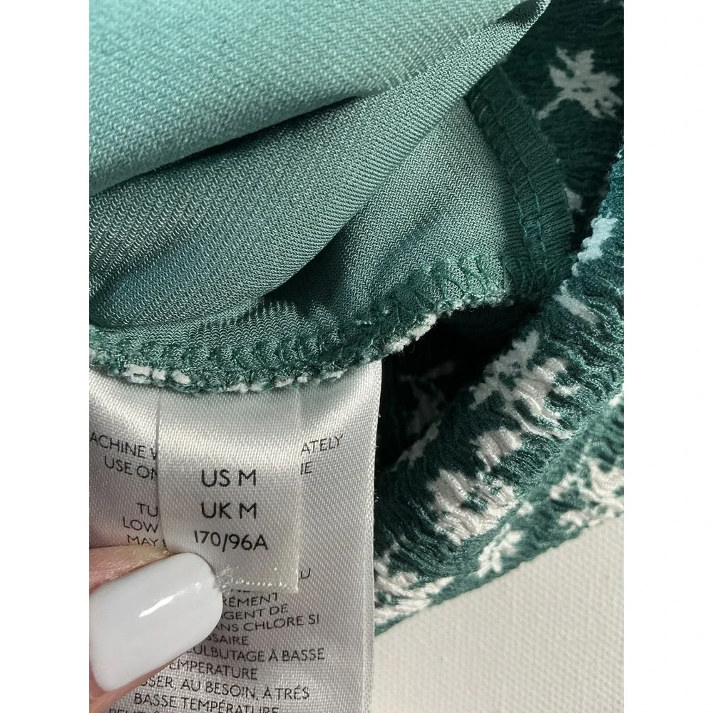 Free People Daisy Chain Sweet Sun Puff Sleeve Crop Top Green Floral Size M